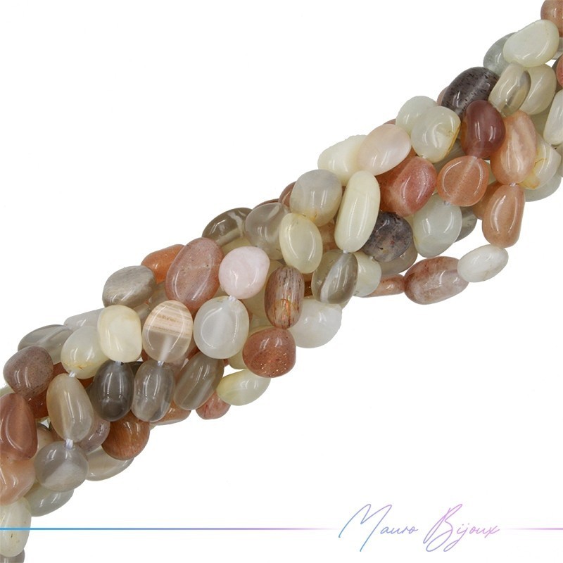 Thread of Stone shape irregular 7-10mm Moon Stone Mix