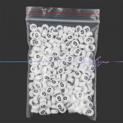 Plastic Round Letter "G" Beads Black/White 7mm