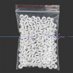 Plastic Round Letter "I" Beads Black/White 7mm