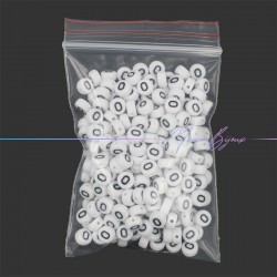 Plastic Round Letter "O" Beads Black/White 7mm