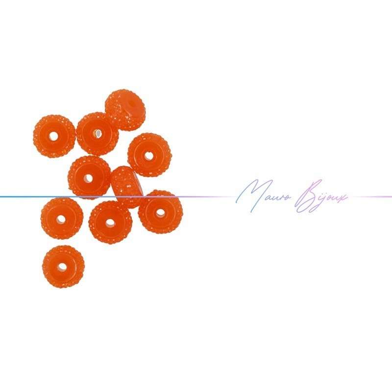 Rondel Resin Beads Diamond Orange Fluo