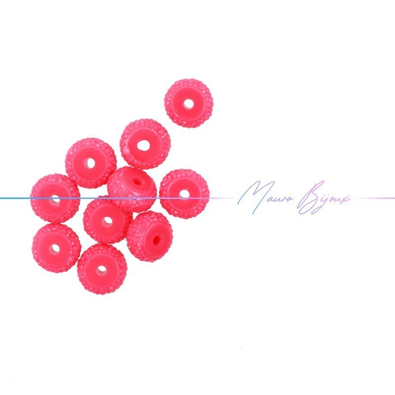 Passanti in Resina Rondelle Diamantate Rosa Fluo