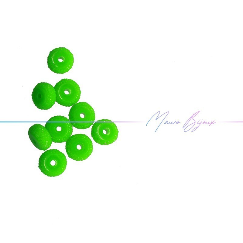 Rondel Resin Beads Diamond Green Fluo