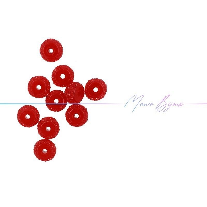Rondel Resin Beads Diamond Red