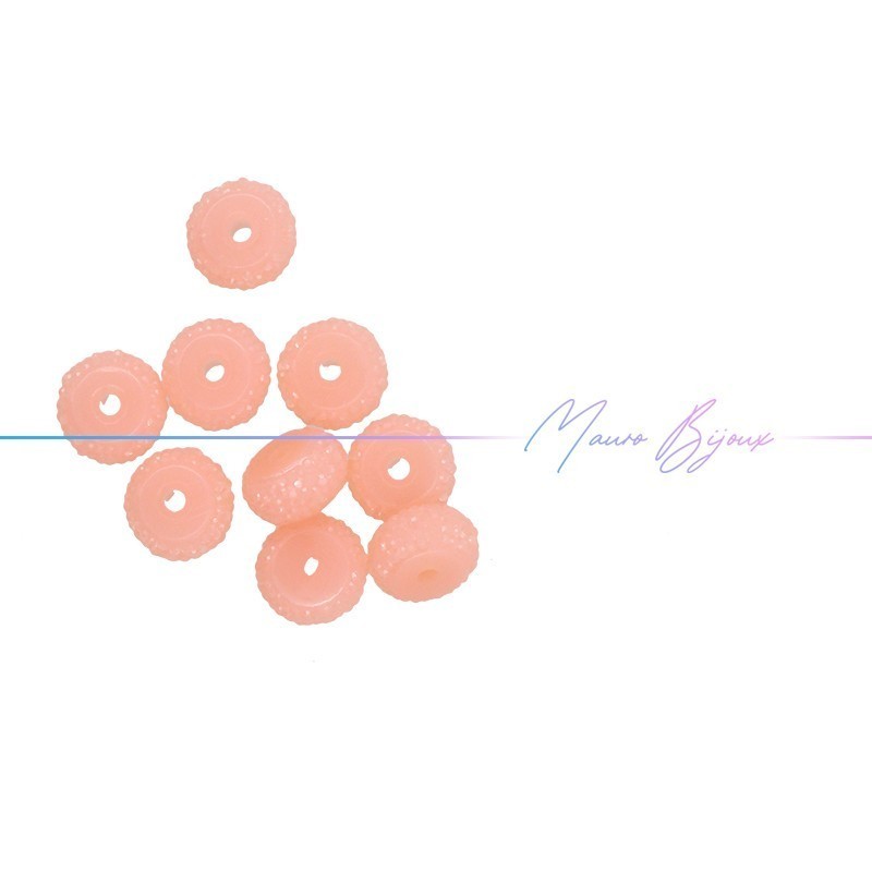 Rondel Resin Beads Diamond Light Pink