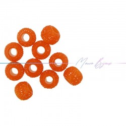 Rondel Resin Beads Diamond Orange Fluo