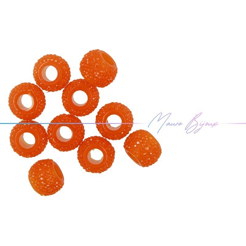 Rondel Resin Beads Diamond Orange Fluo