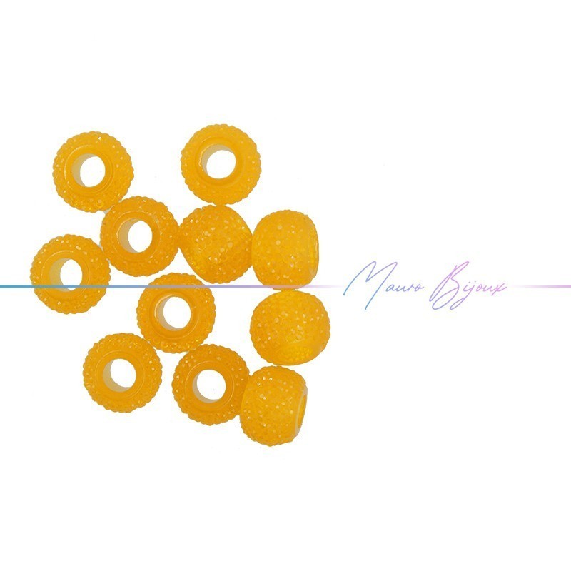 Rondel Resin Beads Diamond Orange