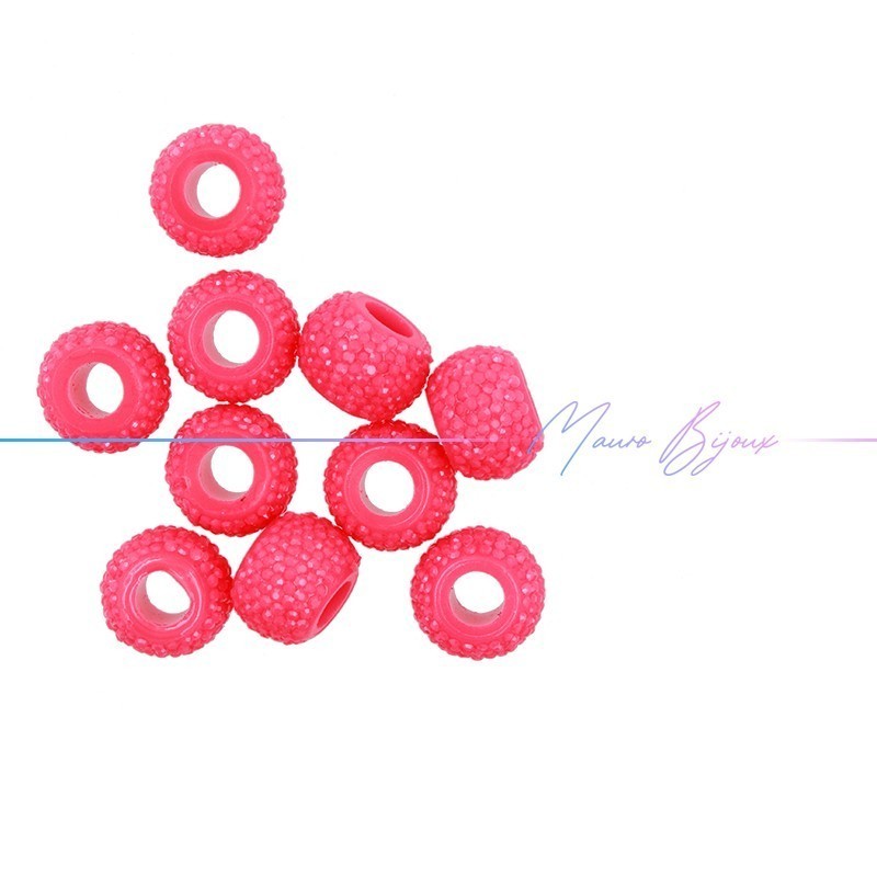 Rondel Resin Beads Diamond Pink Fluo