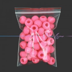 Passanti in Resina Rondelle Foro Largo Diamantate Rosa Fluo