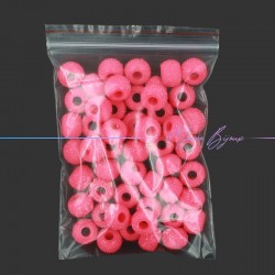 Passanti in Resina Rondelle Foro Largo Diamantate Rosa Fluo