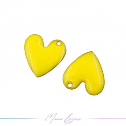 Charms in Brass Enameled Crooked Heart 12mm Yellow