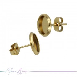 Earring Cabouchon Inox Gold