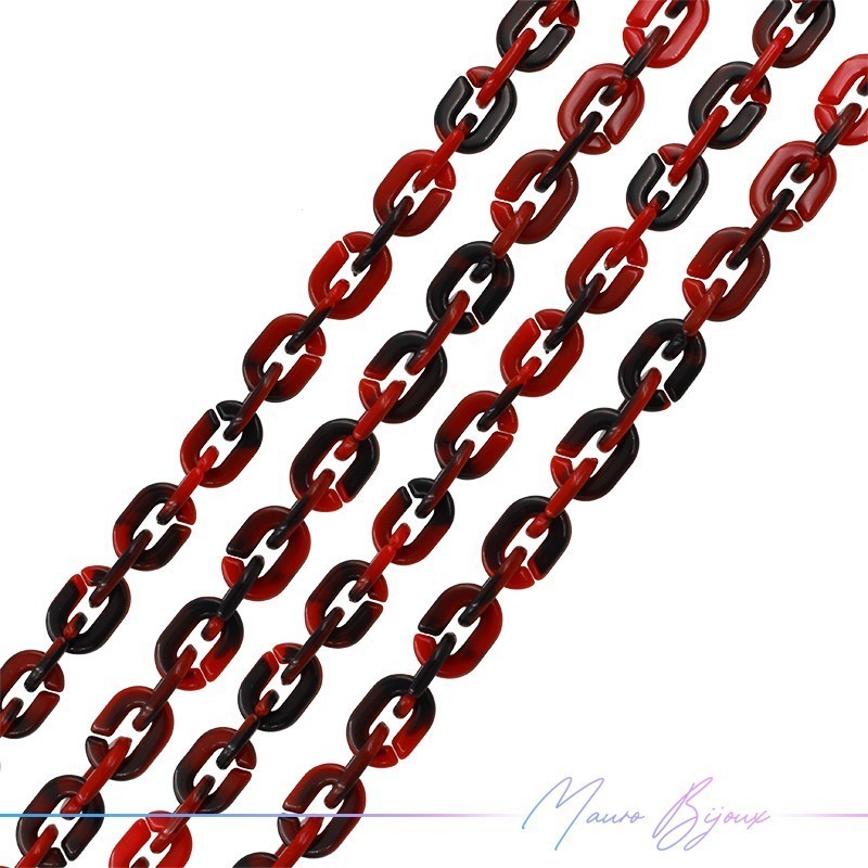 Resin Chains 6x10mm Red/Black