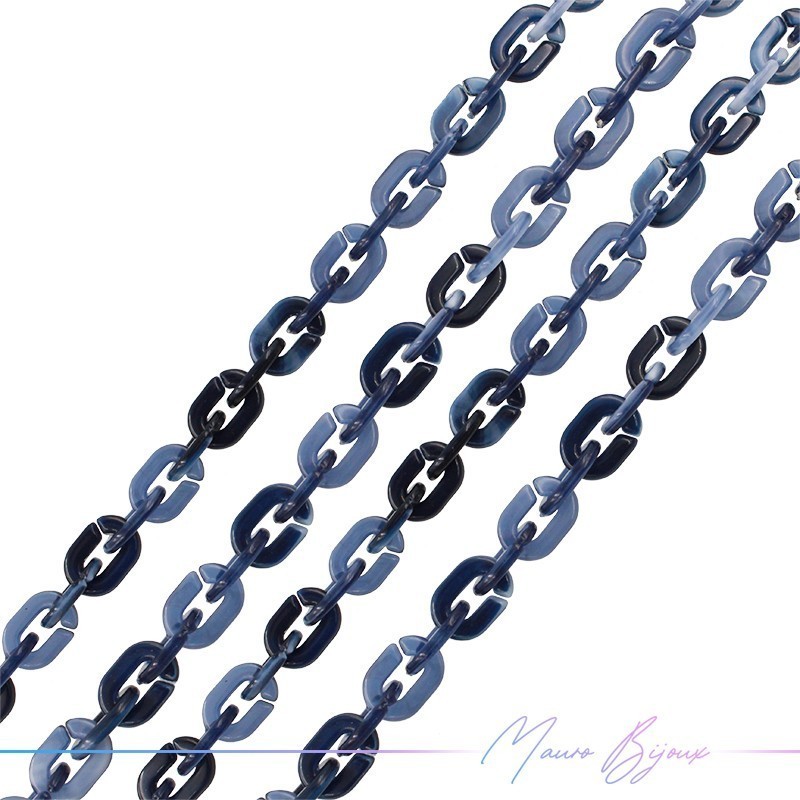 Resin Chains 6x10mm Blue/Black