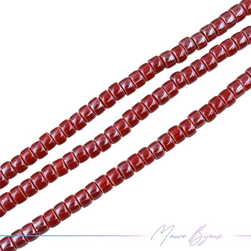 Rondelle Heishi in Ceramica 4x6mm Bordeaux