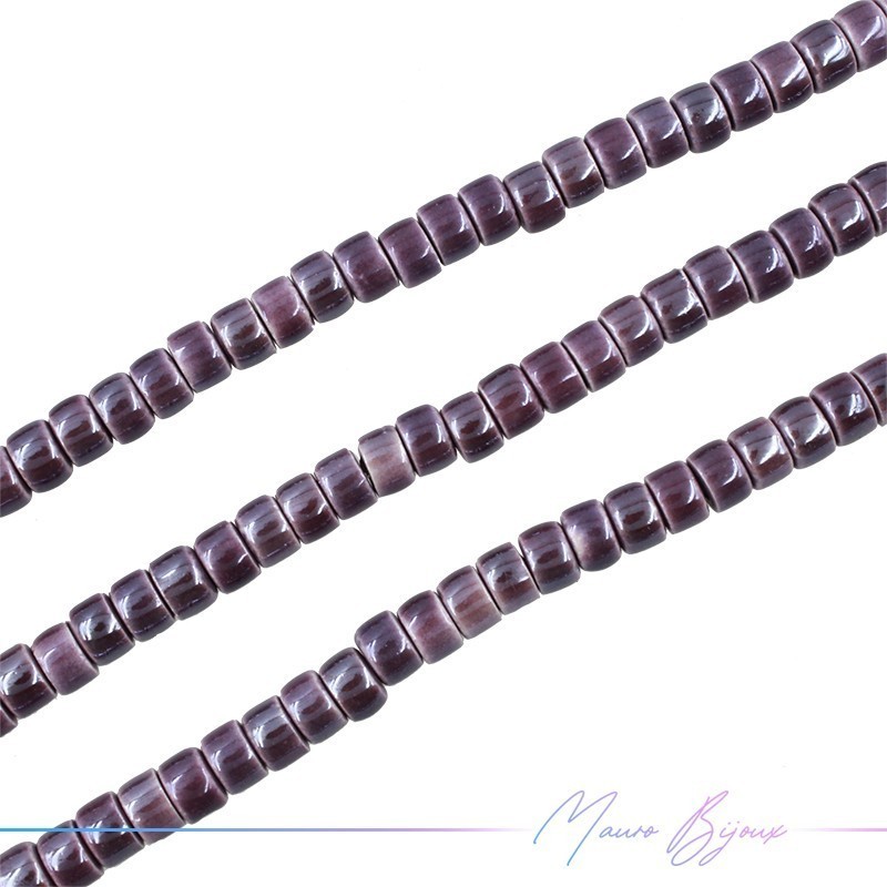 Rondelle Heishi in Ceramica 4x6mm Viola