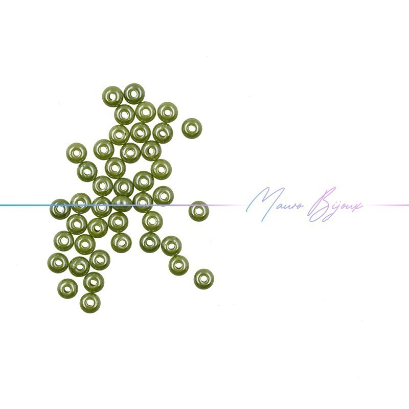 Glass Conteria Rondella 4mm Olive Green