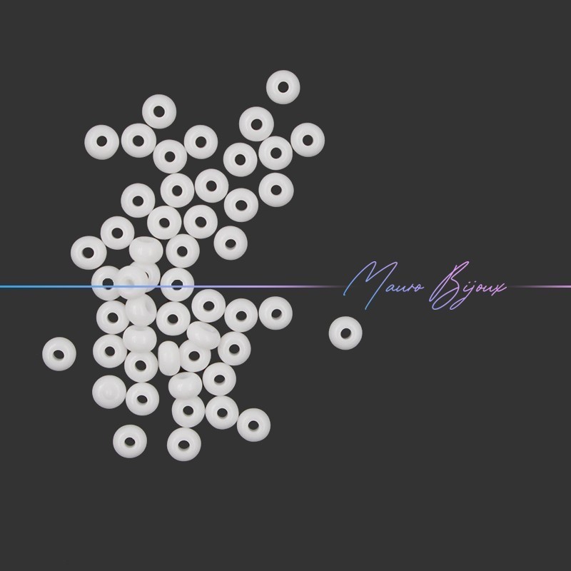 Glass Conteria Rondella 4mm White