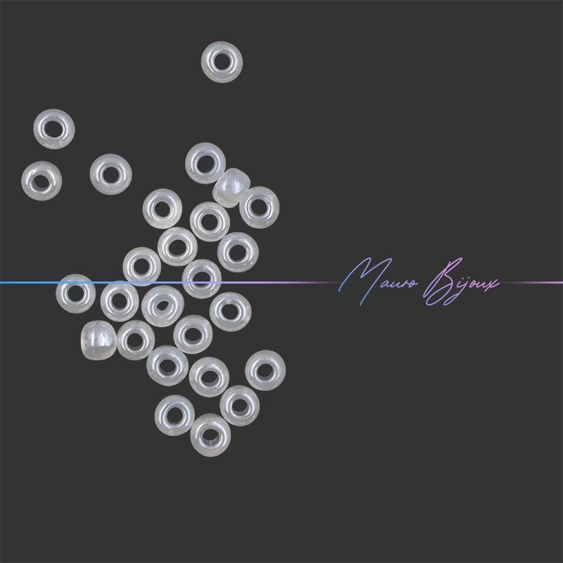 Conteria in Vetro Rondelle 7mm Bianco Perlato