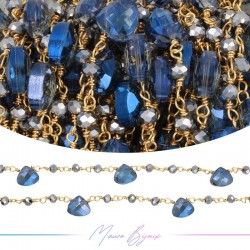 Chains Brass with Glass Crystal Gold Blue/Silver