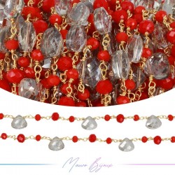 Chains Brass with Glass Crystal Gold Grey/Red