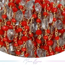 Chains Brass with Glass Crystal Gold Grey/Red