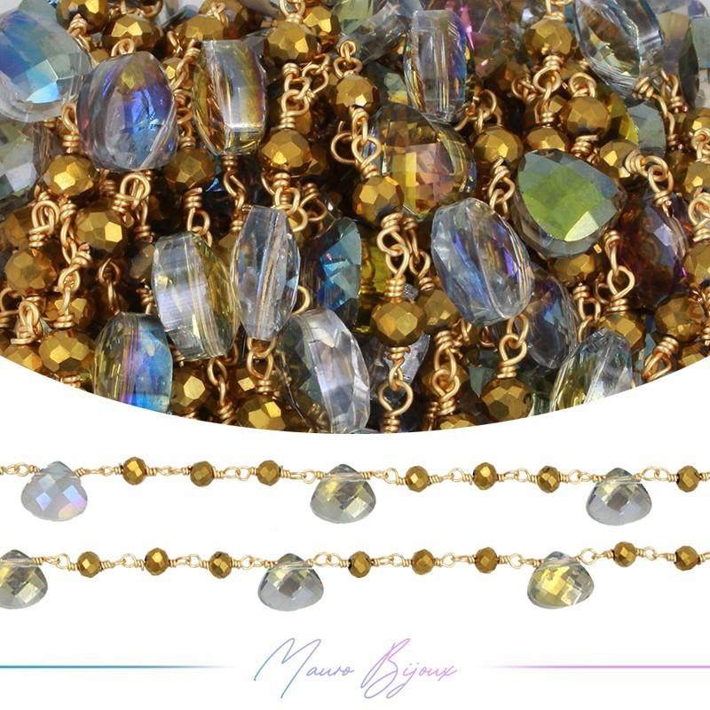 Chains Brass with Glass Crystal Gold Multi/Gold