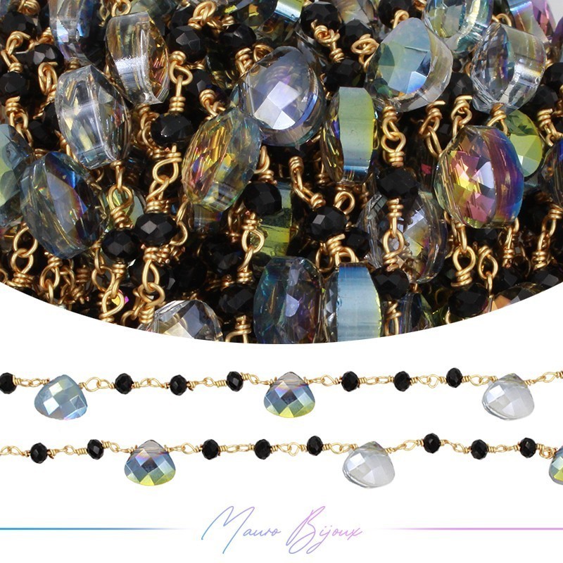 Chains Brass with Glass Crystal Gold Multi/Black