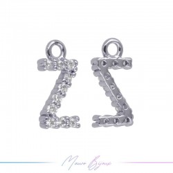 Letters Z in Brass in Silver with Rhinestones