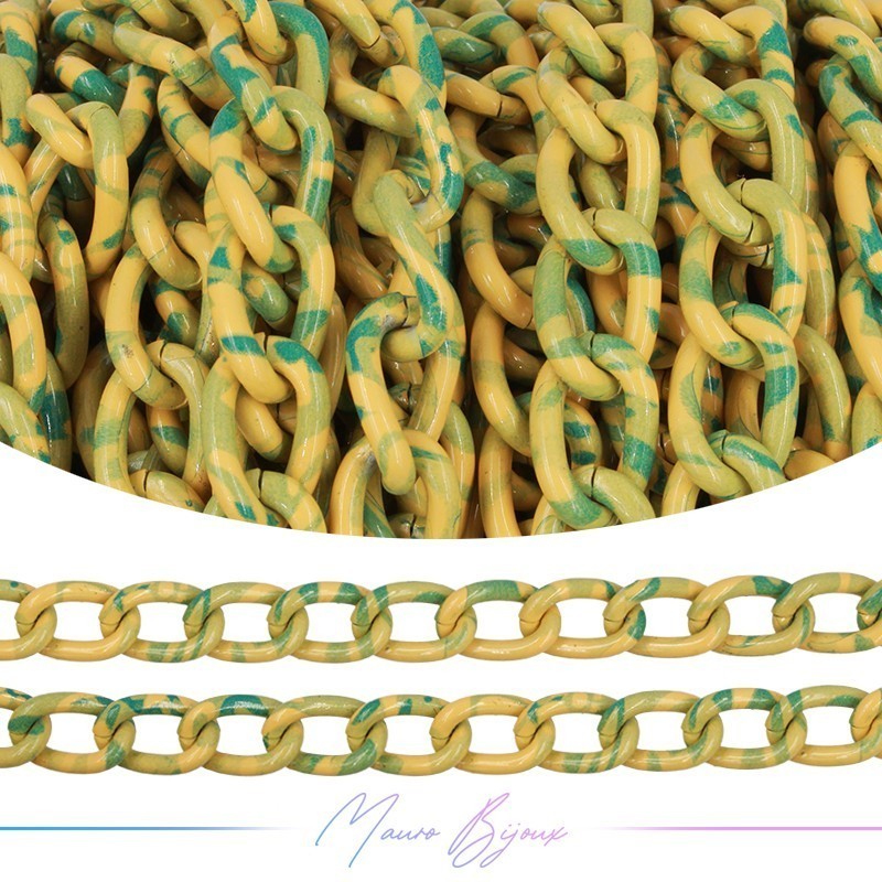 Catene in Alluminio Groumette Grossa 10x15mm Giallo/Verde