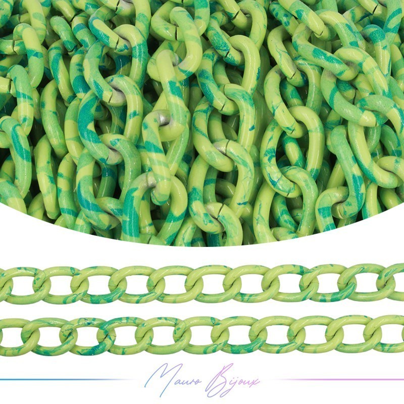 Catene in Alluminio Groumette Grossa 10x15mm Verde/Turchese
