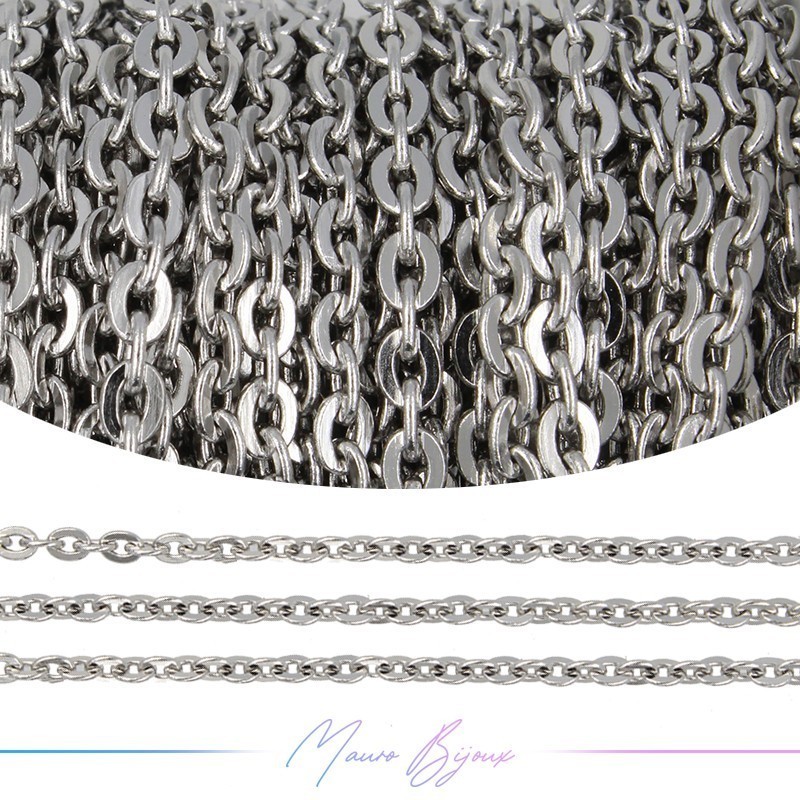 Catene in Acciaio Spessore 0.2mm Diametro 3x4mm Base Argento