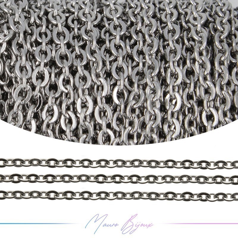 Catene in Acciaio Spessore 0.2mm Diametro 2x2.5mm Base Argento