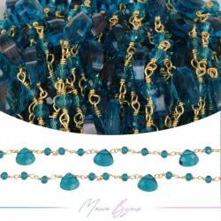 Chains Brass with Glass Crystal Gold Turquoise