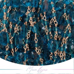 Catene in Ottone con Gocce in Cristallo di Vetro base Oro Rosa Turchese