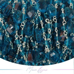 Catene in Ottone con Gocce in Cristallo di Vetro base Argento Turchese