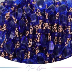 Catene in Ottone con Gocce in Cristallo di Vetro base Oro Rosa Blu