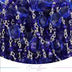 Chains Brass with Glass Crystal Silver Blue