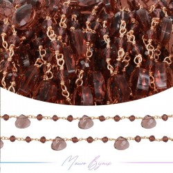 Chains Brass with Glass Crystal Rose Gold Plum