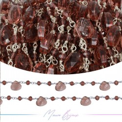 Chains Brass with Glass Crystal Silver Plum