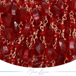 Chains Brass with Glass Crystal Rose Gold Red