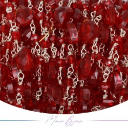 Chains Brass with Glass Crystal Silver Red