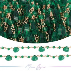 Chains Brass with Glass Crystal Rose Gold Green