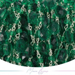 Chains Brass with Glass Crystal Silver Green