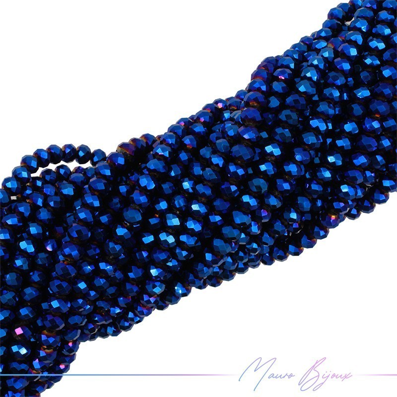 Fili di Cristallo Forma Cippoline Sfaccettato Blu Metalizzato