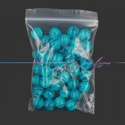Rondel Resin Beads with Glitter 16mm Light Blue