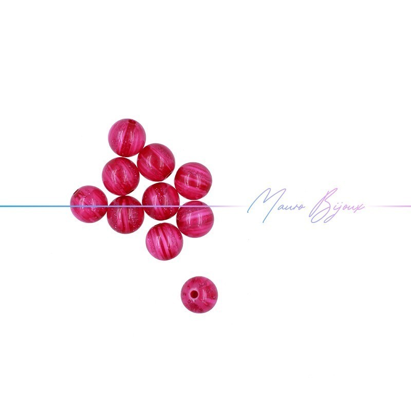 Passanti in Resina Sfera con Glitter 16mm Fucsia