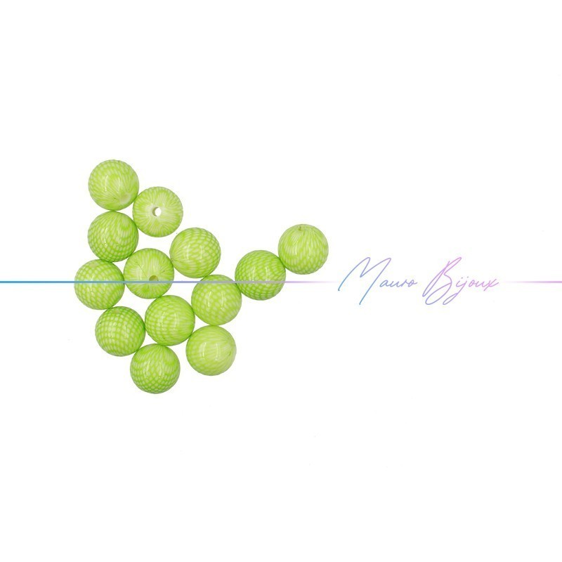 Rondel Resin Beads with Hypnotic effect Acid Green