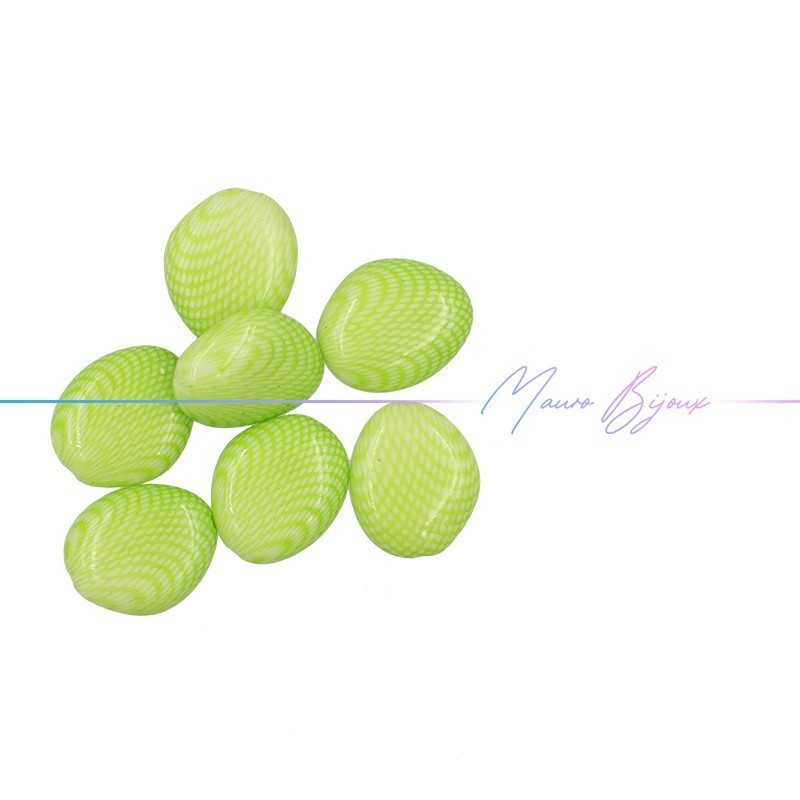 Passanti in Resina Ovale con disegni ipnotico 25x30mm Verde Acido